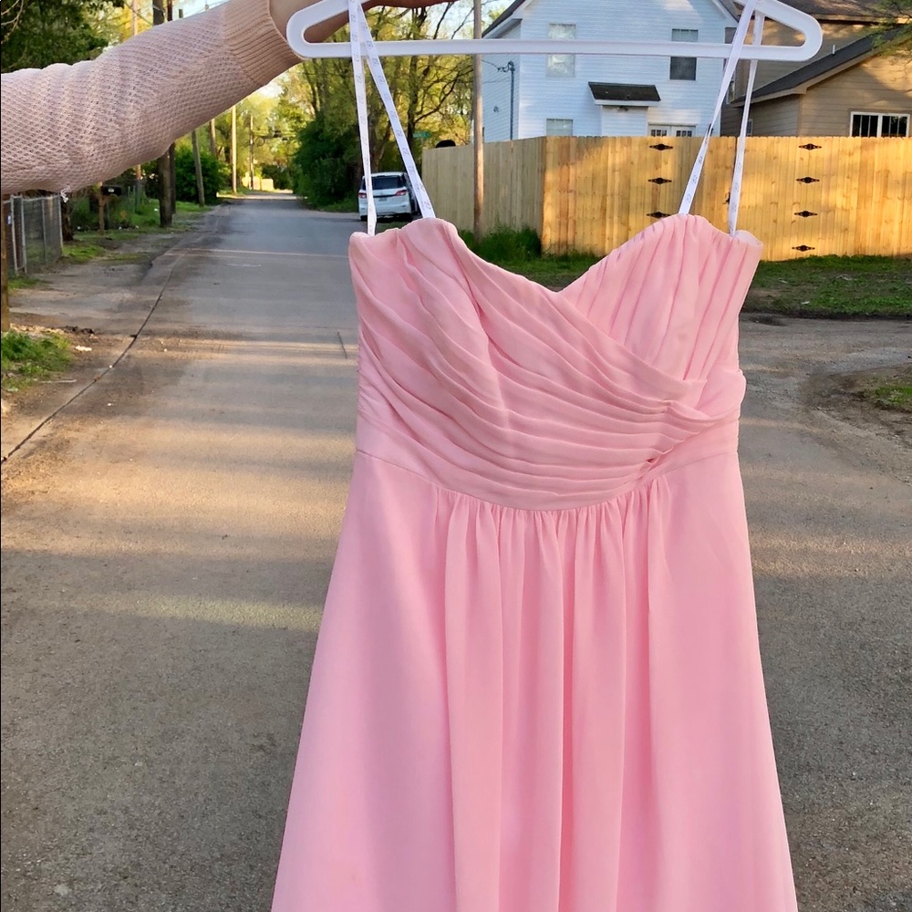 Pink chiffon knee length formal dress, street sz 6